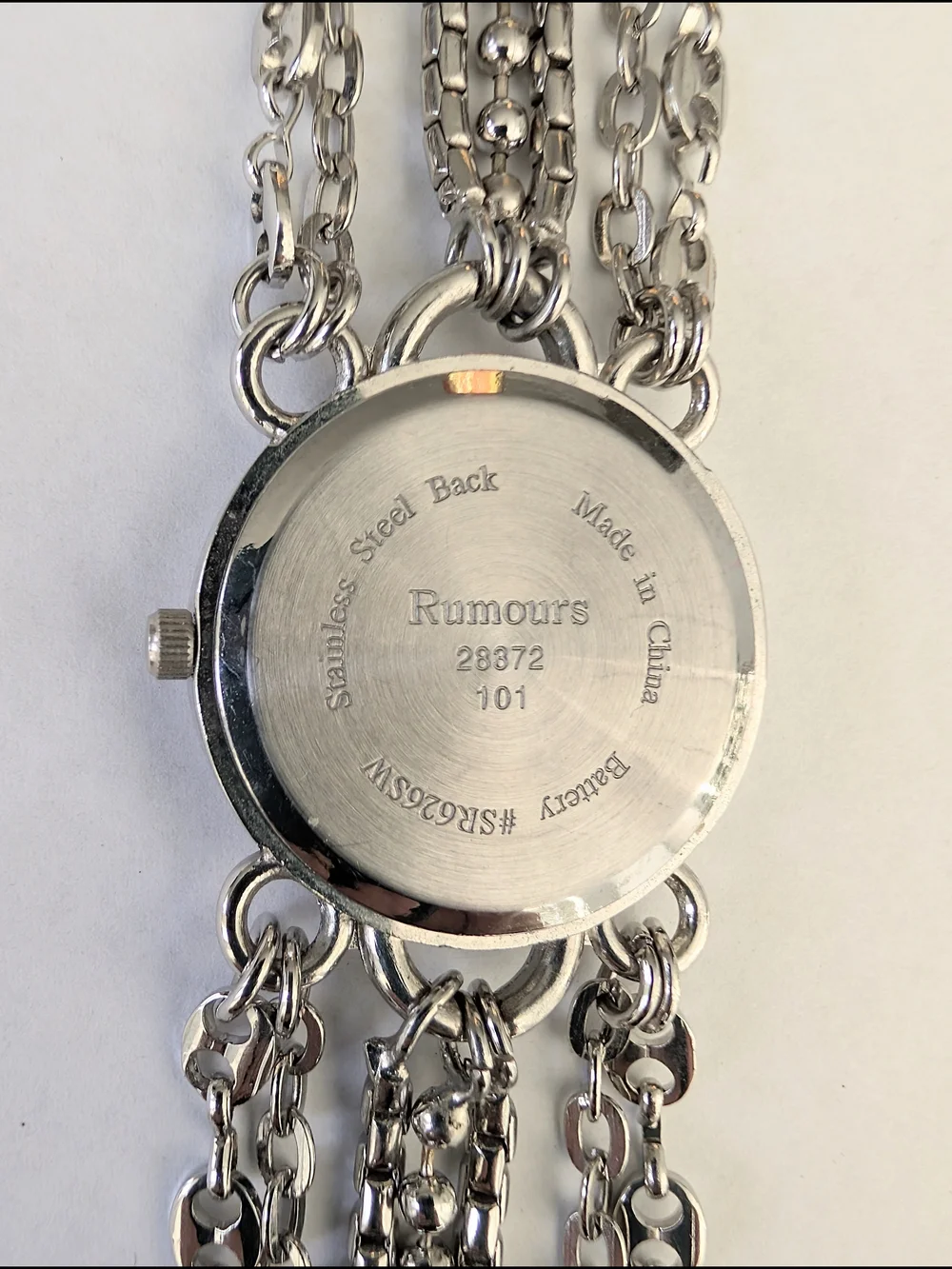 Rumours Silver watch with chain bracelet.